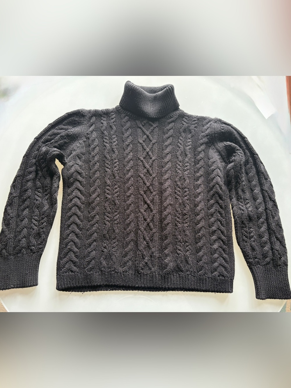 KS Selection black cable knit turtleneck sweater